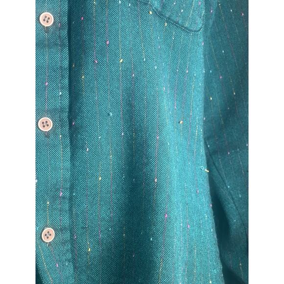Vintage Horseradish Size Medium Button Down Shirt Teal Multicolor 90s - Picture 3 of 6